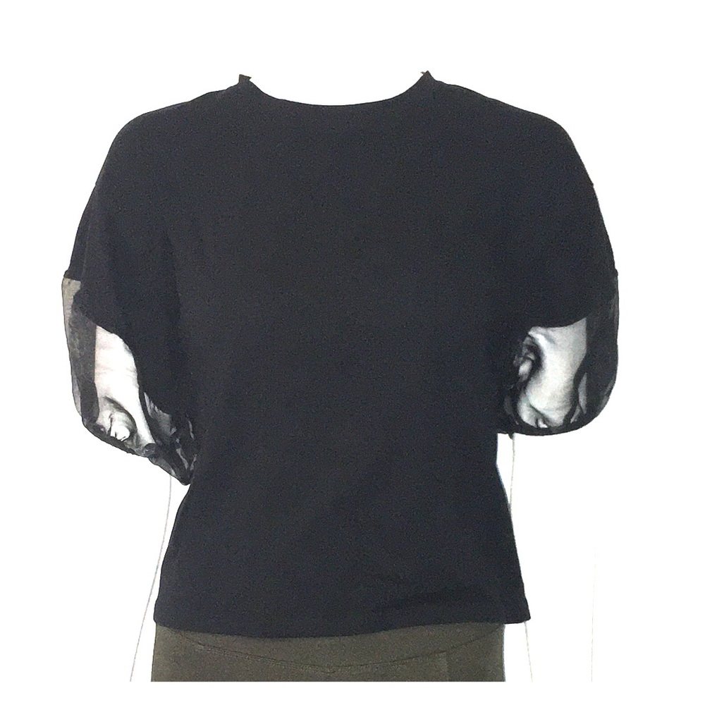 0135 Zara Small Black Top w/Short Puff Sleeves